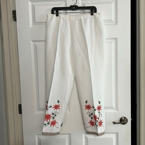 Soft Surroundings linen embroidered pants
